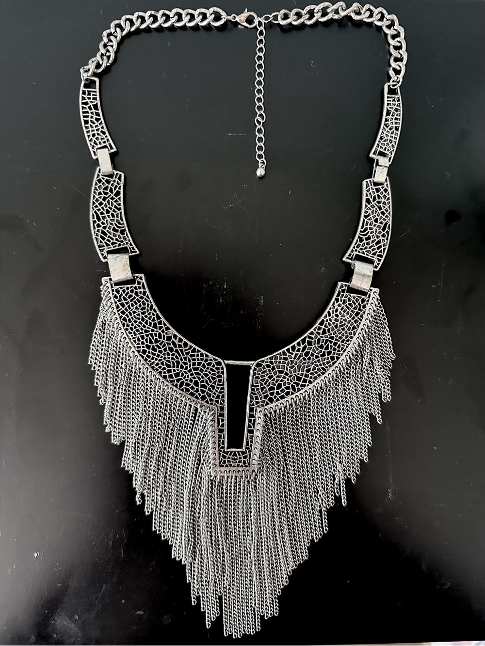 TribalCore Festival Fringe Statement Necklace - Women's Fashion Jewelry - Picture 4 of 4